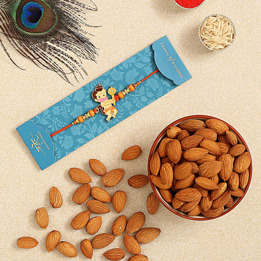 Bal Hanuman Kids Rakhi And Healthy Almonds:Rakhi Delivery in Saudi Arabia