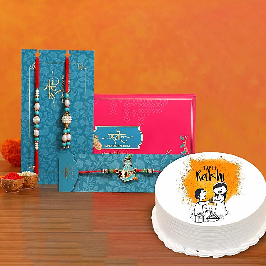 Happy Rakhi Half Kg Cake With Rakhi Set