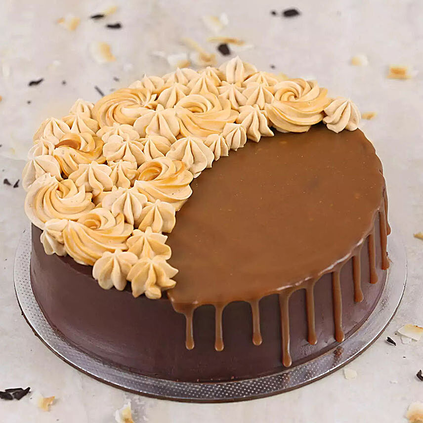 Chocolate Caramel Cake Half Kg:Send Corporate Gifts to Saudi Arabia