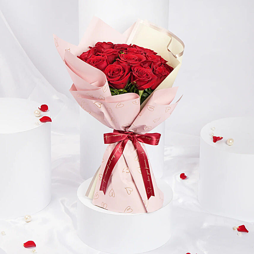 Malika  18 Valentine's Red Roses Bouquet
