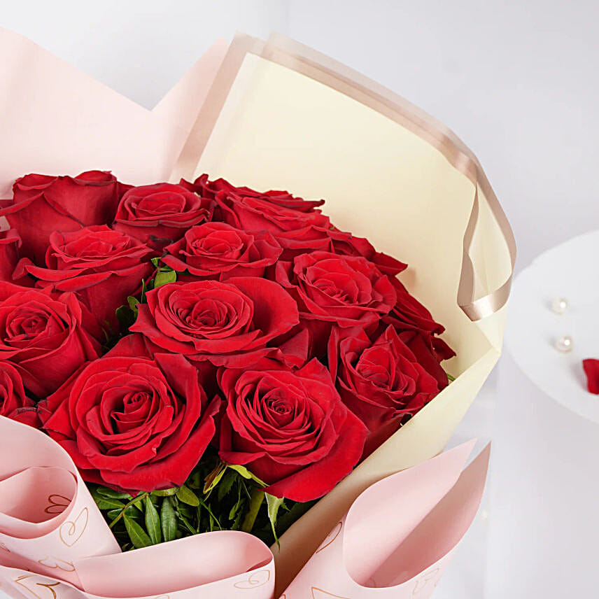 Malika  18 Valentines Red Roses Bouquet