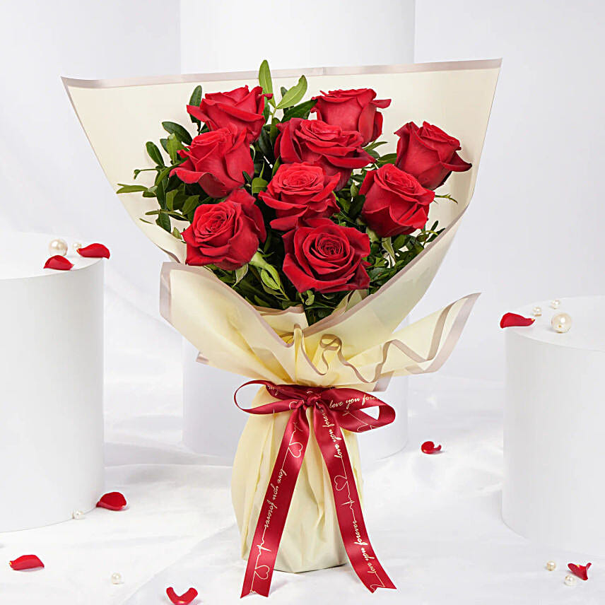 Malika  9 Red Roses Bouquet