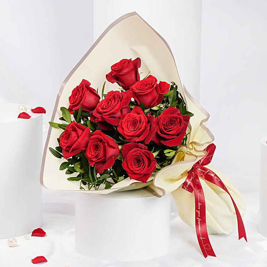 Malika  9 Red Roses Bouquet