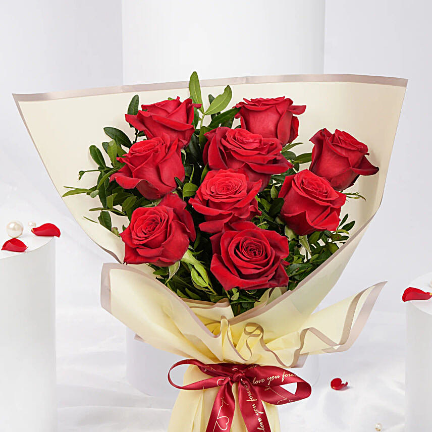 Malika  9 Red Roses Bouquet