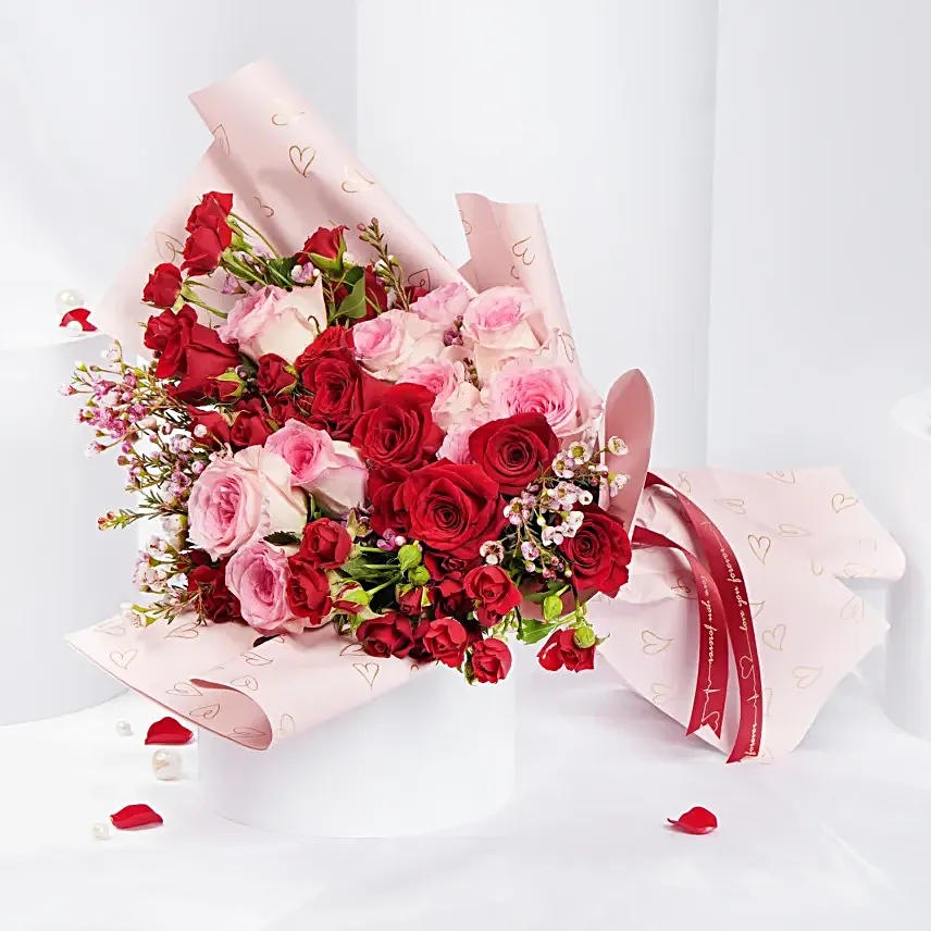 Malika  Pink Wrapping Rose Bouquet