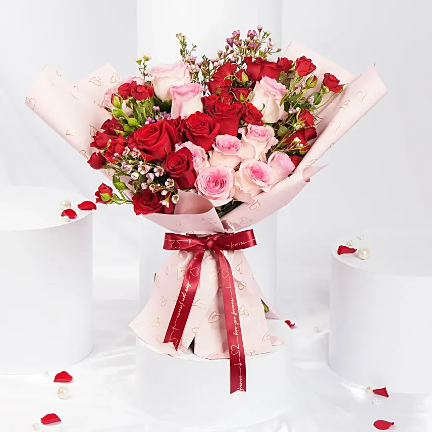 Malika  Pink Wrapping Rose Bouquet