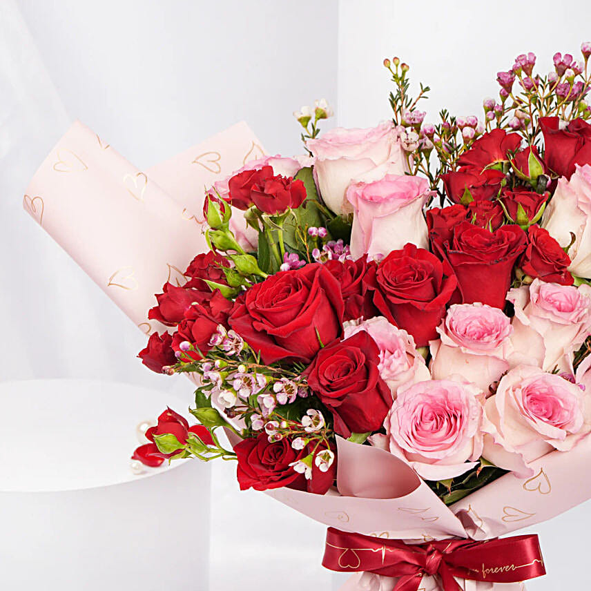 Malika  Pink Wrapping Rose Bouquet