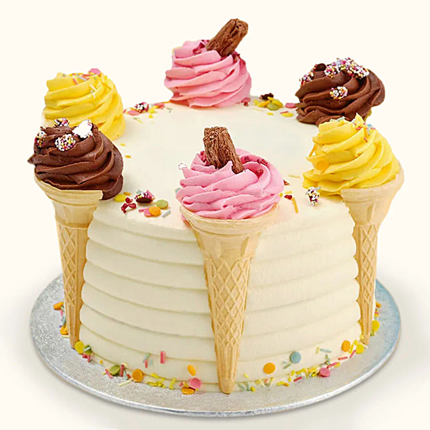 Multicolor Ice Cream Cone Cake Butter Scotch 1 Kg