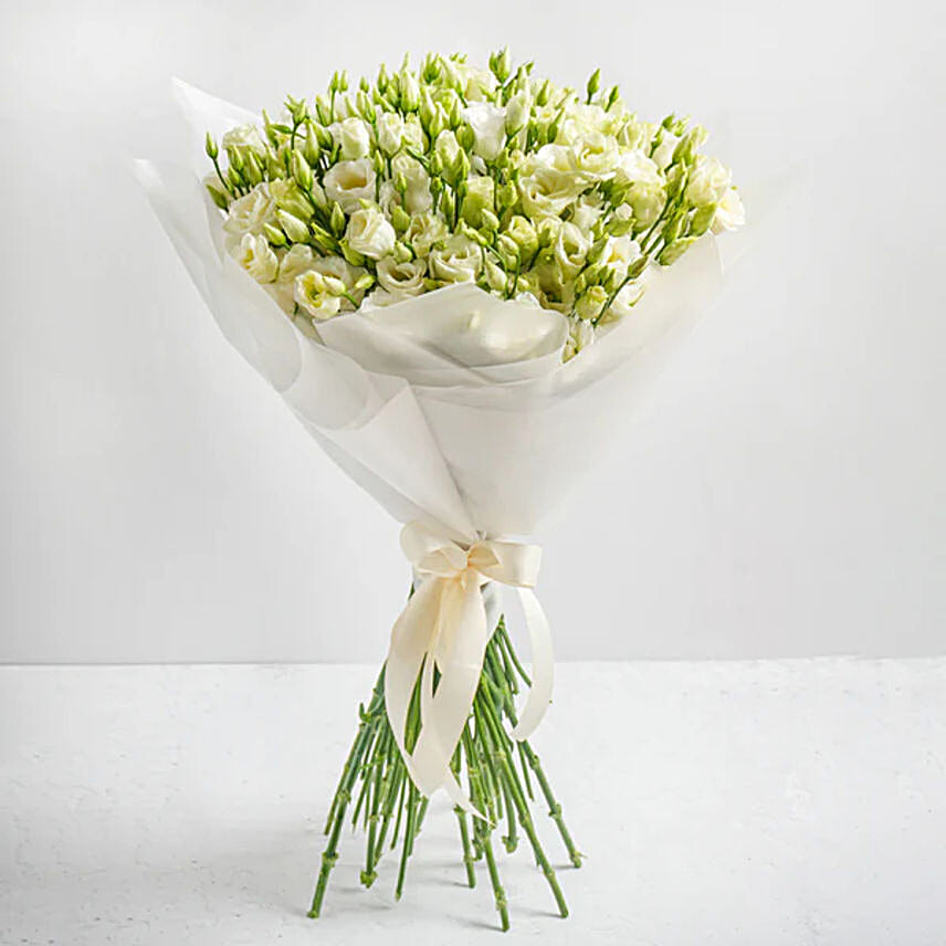 Nice Lisianthus Bouquet with White Cover