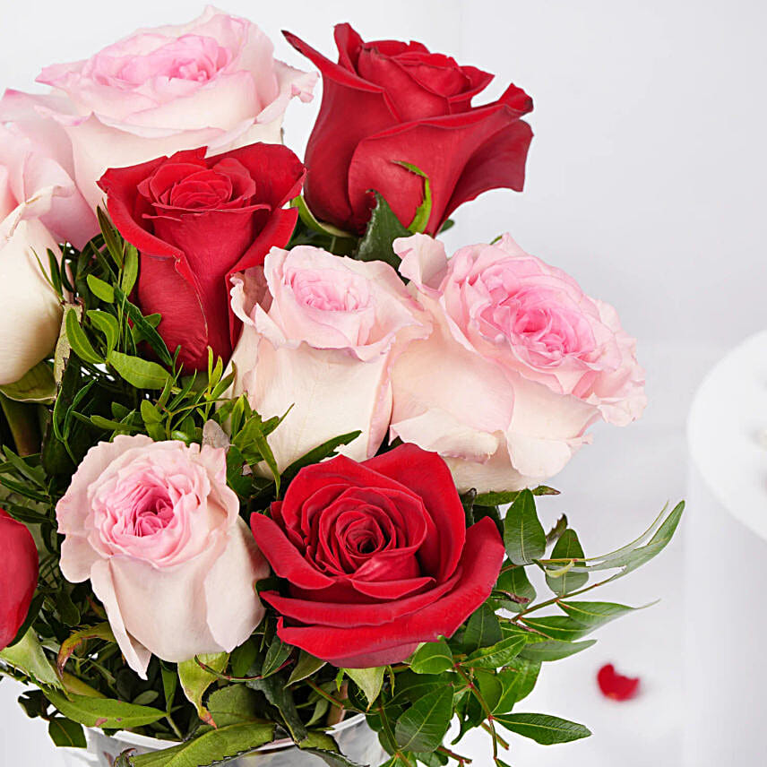 Red N Pink Love Roses Vase