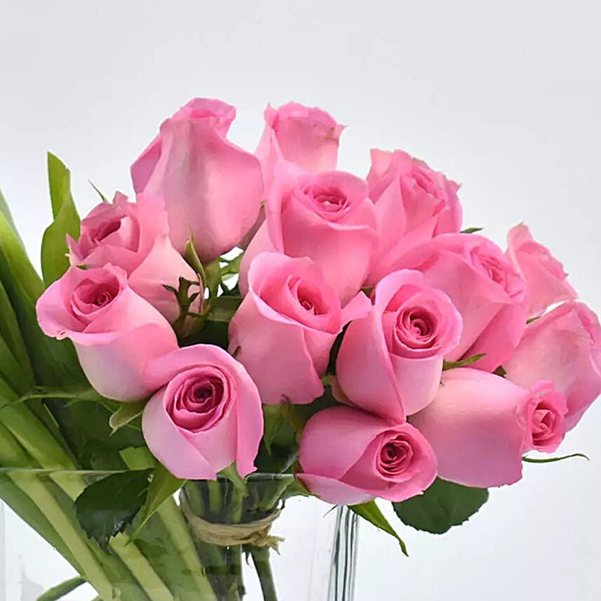 Roses And Pretty Tulips In Vase
