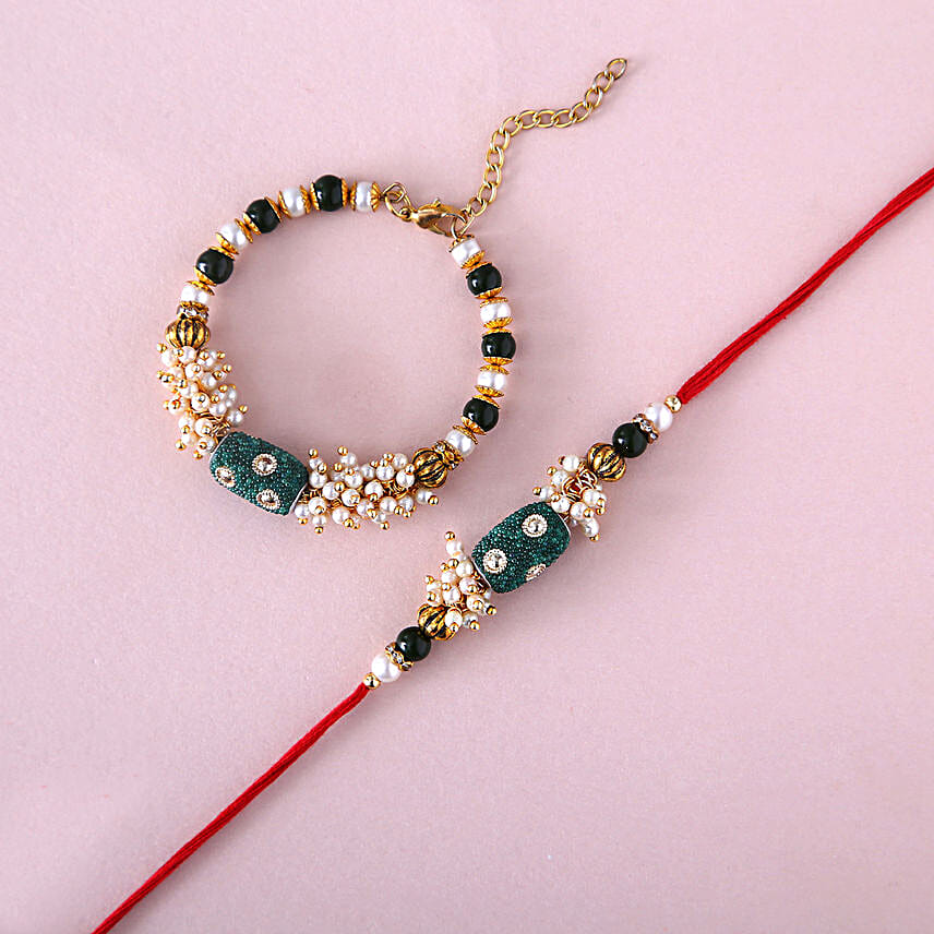 Sneh Classy Green Pearl Rakhis
