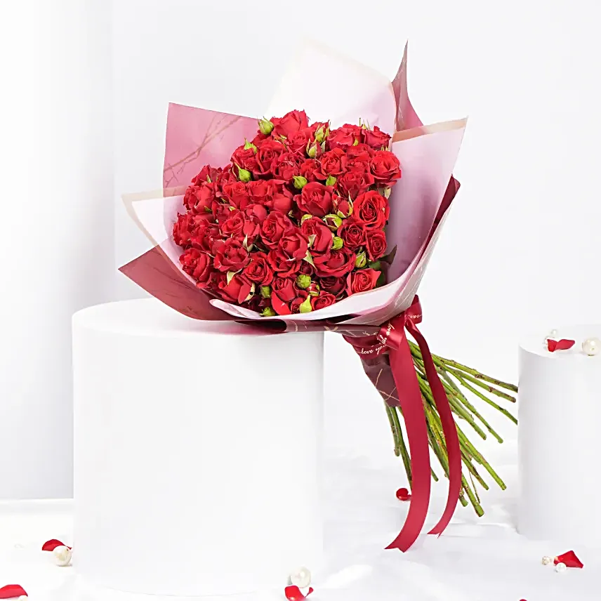 Valentine Bouquet  20 Red Spray Roses