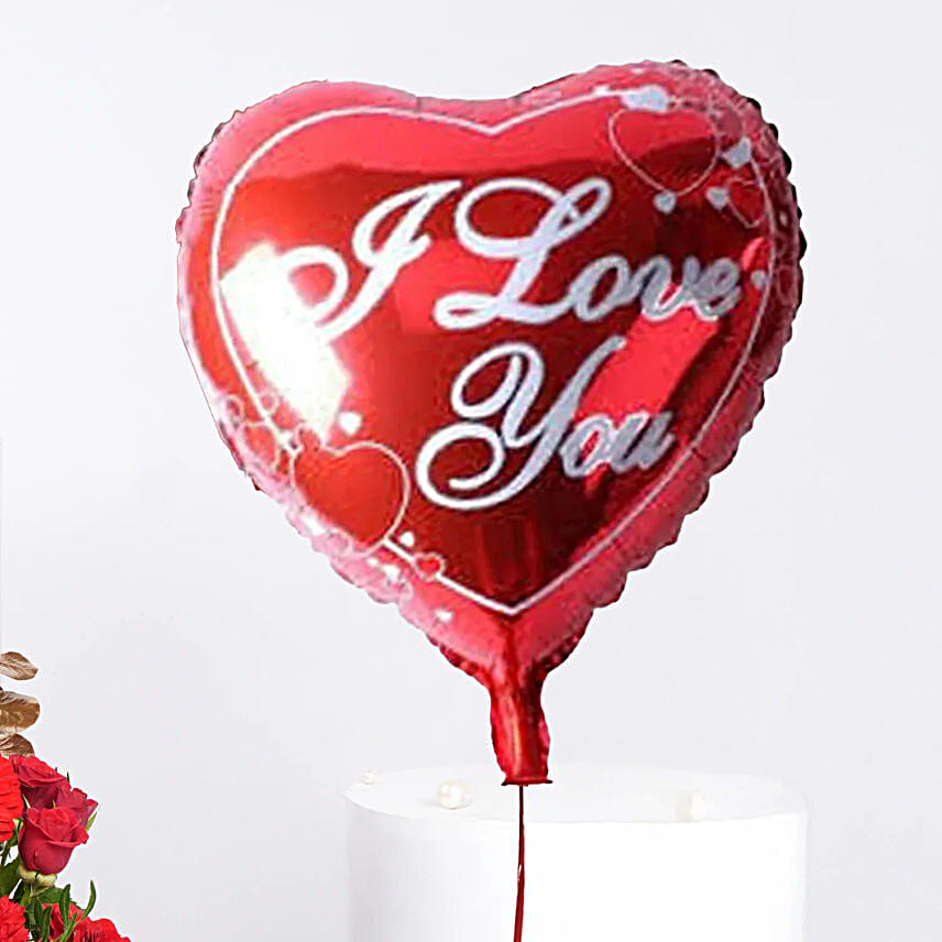 Valentine Combo  Flower Basket With Chocolate N Heart Shape Balloon