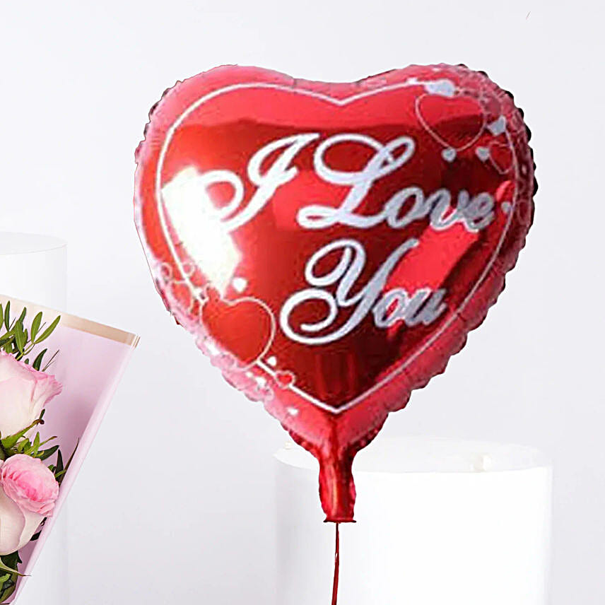 Valentine Combo  Rose Bouquet N Heart Shape Balloon
