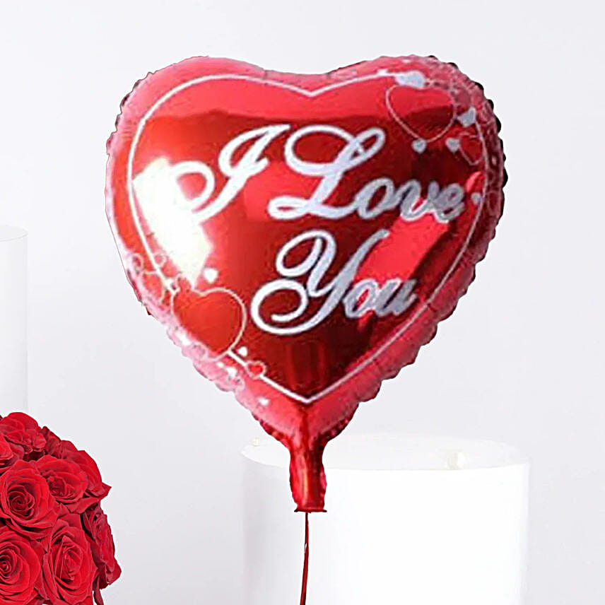Valentine Combo  Rose Box N I Love You Red Balloon
