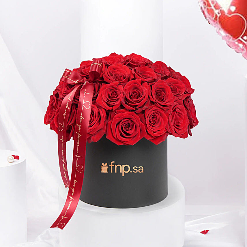 Valentine Combo  Rose Box N I Love You Red Balloon