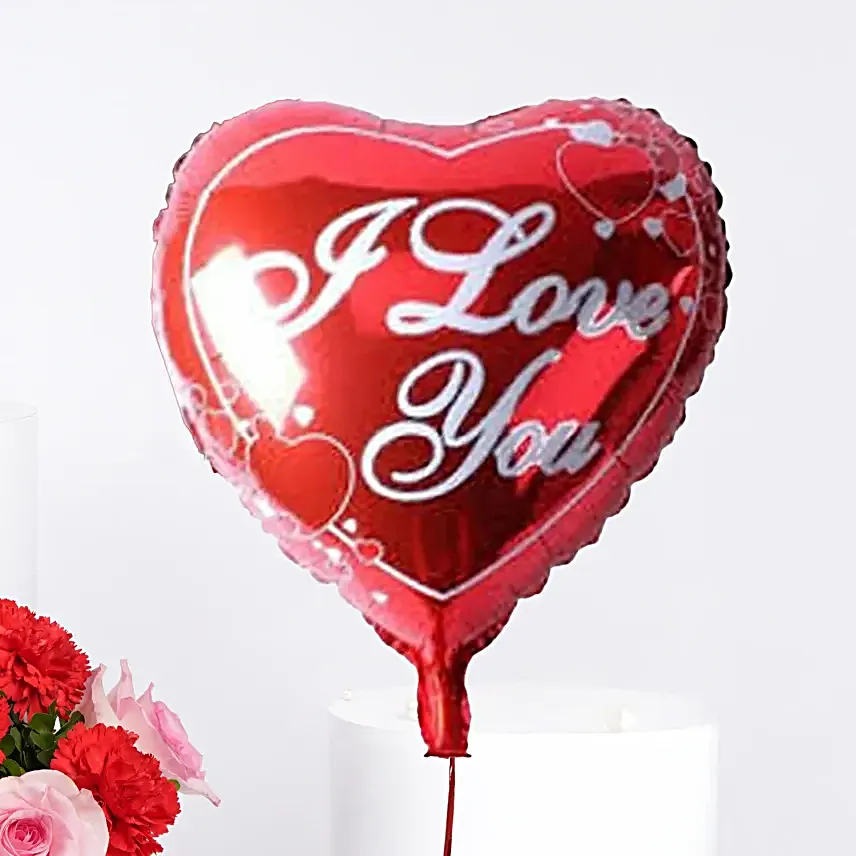 Valentine Flower Bowl N I Love You Balloon Combo