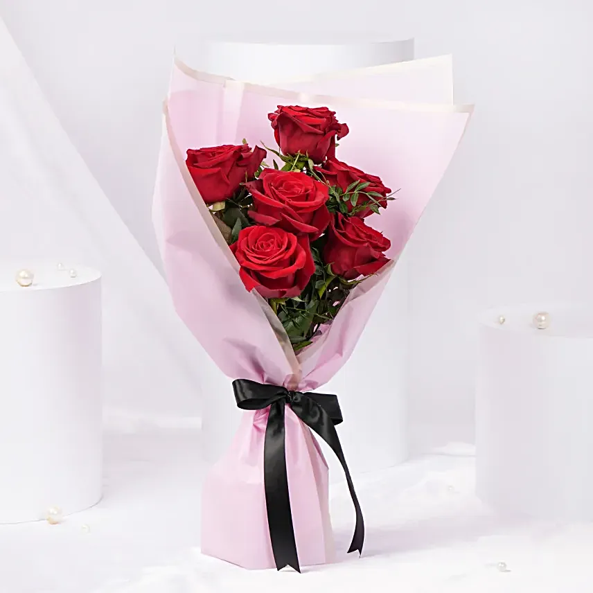 Valentines Bouquet  6 Red Roses