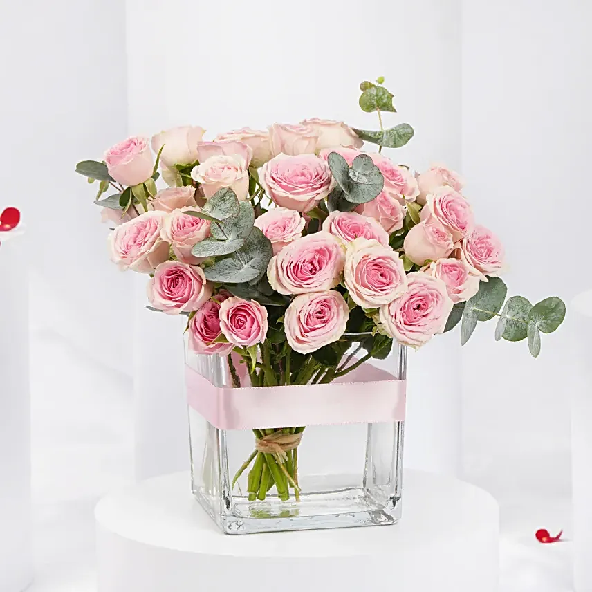 Valentines Pink Spray Rose Vase