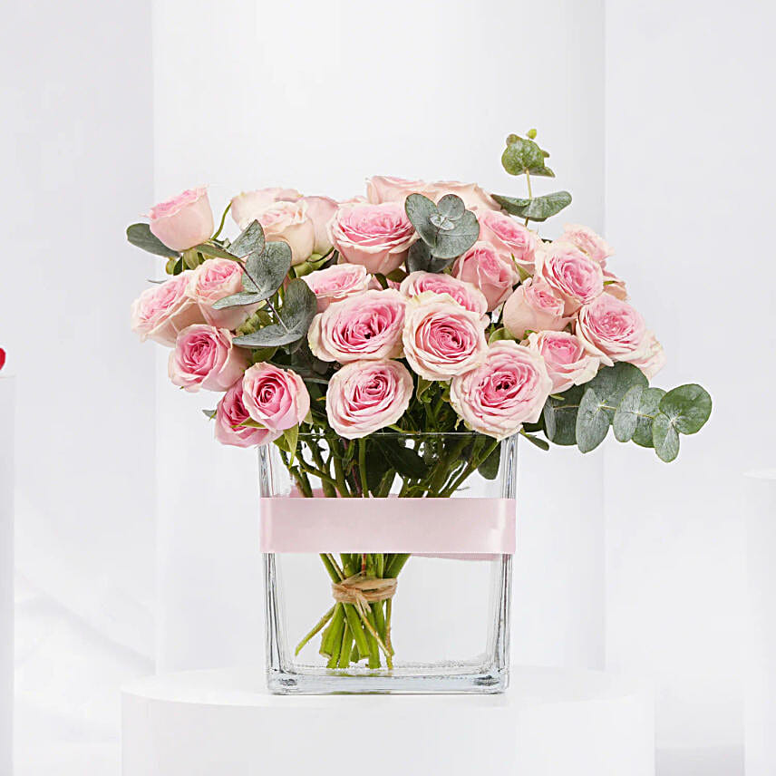 Valentines Pink Spray Rose Vase