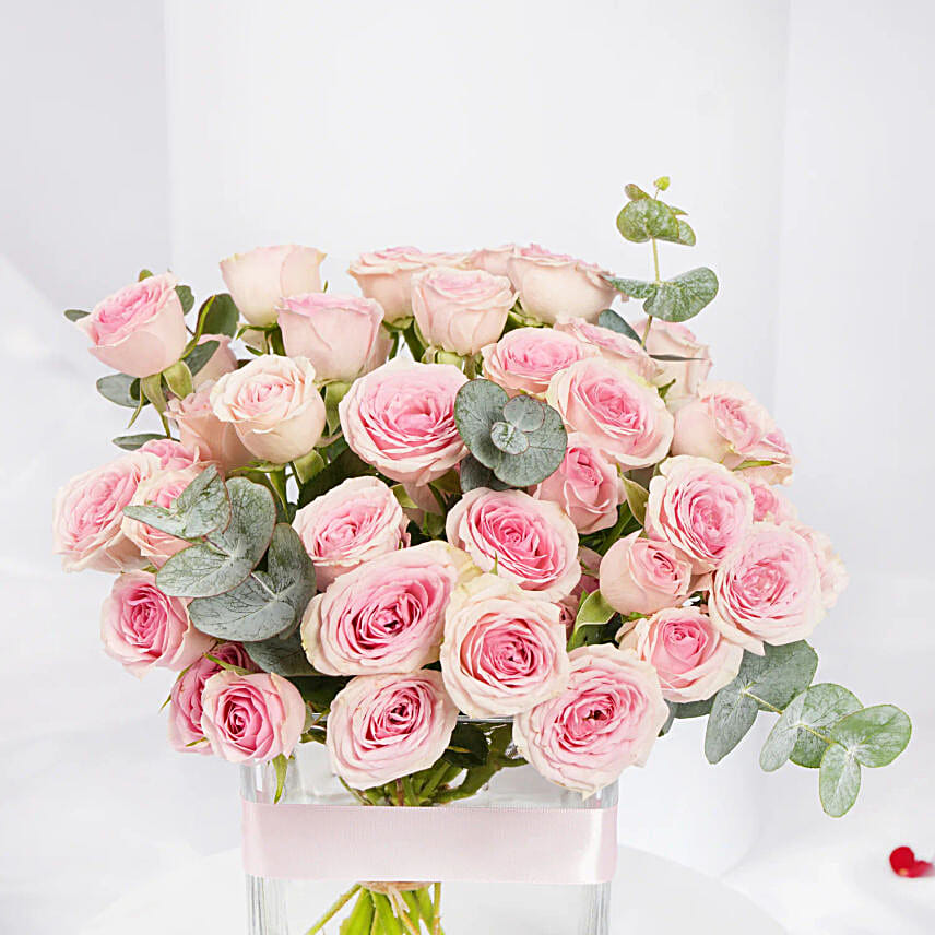 Valentines Pink Spray Rose Vase