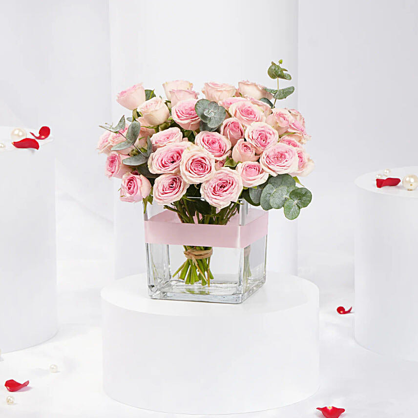 Valentines Pink Spray Rose Vase