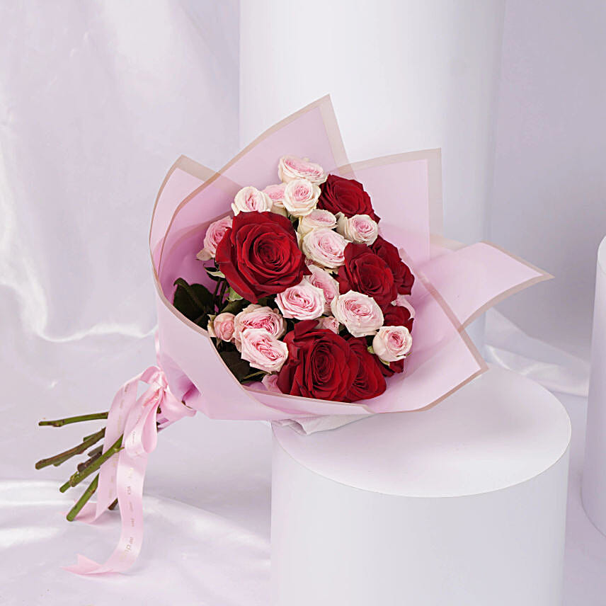 Wisal Al Hob  Red N Pink Rose Bouquet