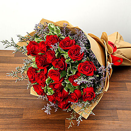 Stylish 20 Red Roses Bunch:Rose Delivery in Saudi Arabia