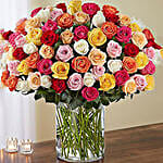 100 Mixed Roses Arrangement