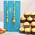Ethnic Green Pearl And Lumba Rakhi Set With 16 Pcs Ferrero Rocher