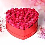 Dark Pink Roses in Heart Shape Box