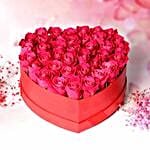 Dark Pink Roses in Heart Shape Box