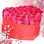 Dark Pink Roses in Heart Shape Box