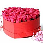 Dark Pink Roses in Heart Shape Box