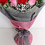 6 Pink And 6 Red Roses Bunch