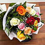 12 Mixed Color Roses Bouquet