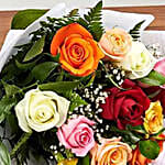 12 Mixed Color Roses Bouquet