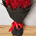 50 Red Roses Bouquet With Black Wrapping