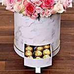 Box Of Pink Roses And Chocolates