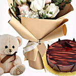 Chocolate Ganache Cake & Flowers Hamper