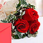 Red Roses Bouquet With Greeting Card