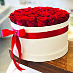 Romantic Red Roses White Box Arrangement