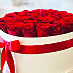 Romantic Red Roses White Box Arrangement
