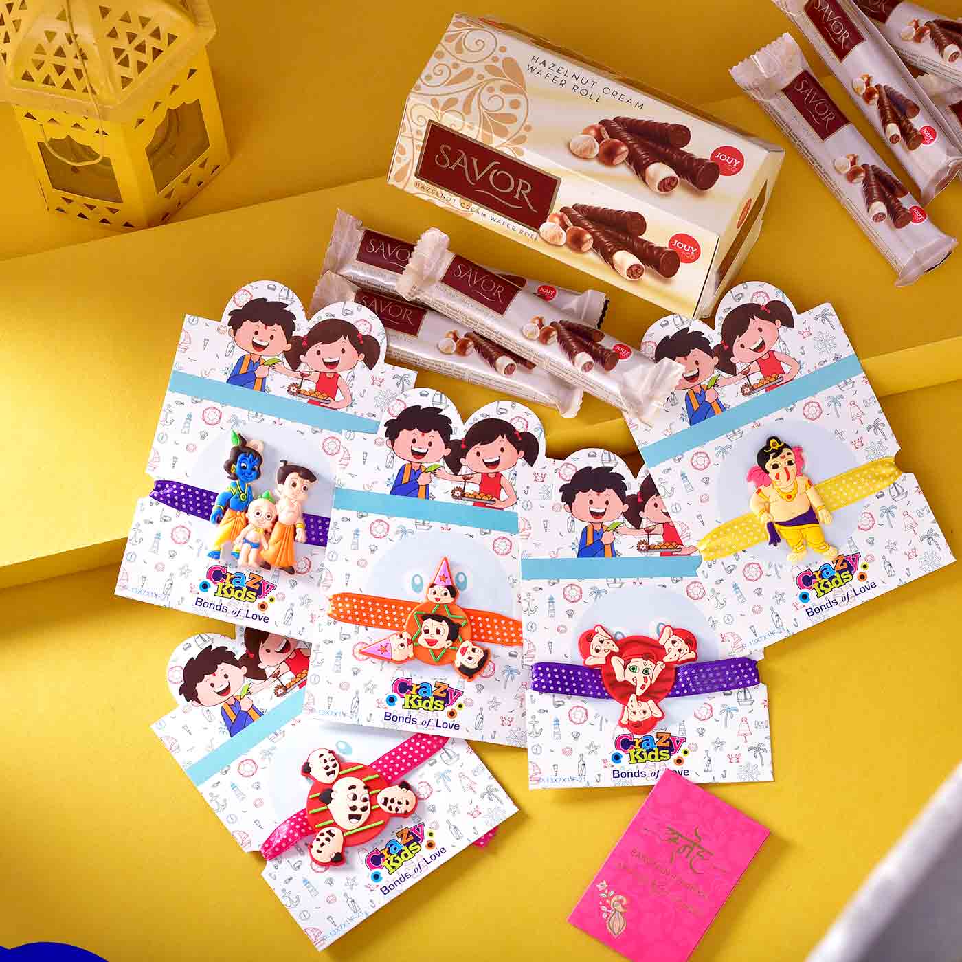 Sneh Kids Cartoon Rakhi Set & Savour Hazelnut Wafer Rolls saudi-arabia |  Gift Sneh Kids Cartoon Rakhi Set & Savour Hazelnut Wafer Rolls- FNP