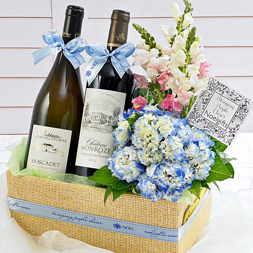 Wine and Floral Gift Basket
