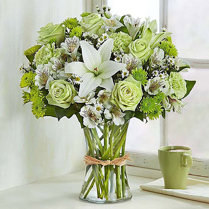 Bunch Of Green and White Flowers
