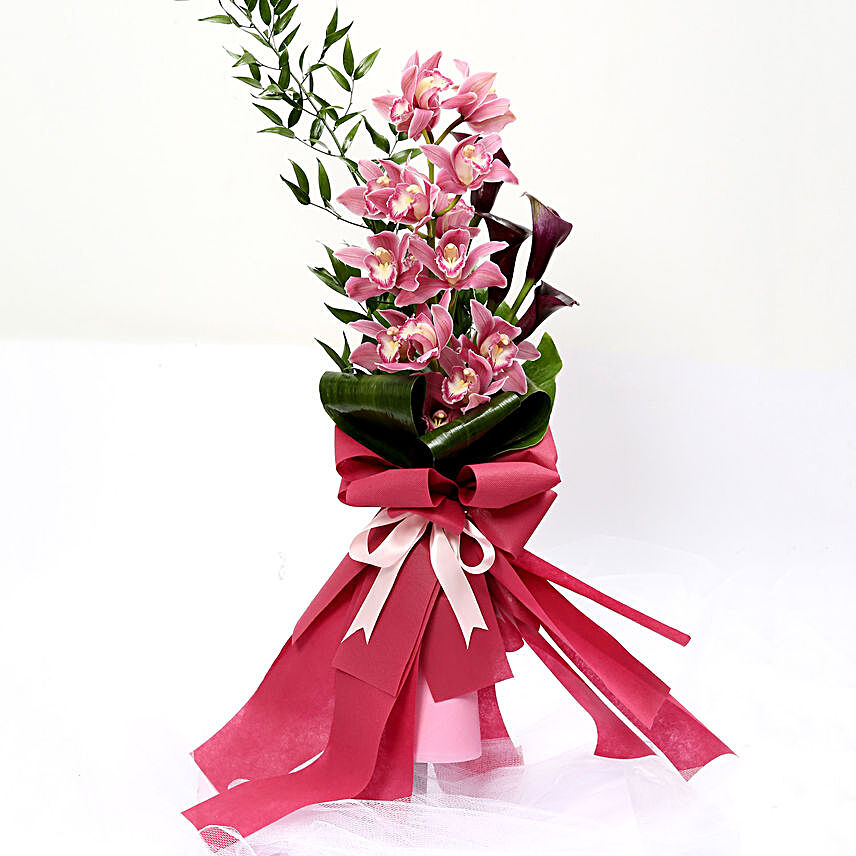 Grandeur Calla Lilies and Cymbidium Bouquet