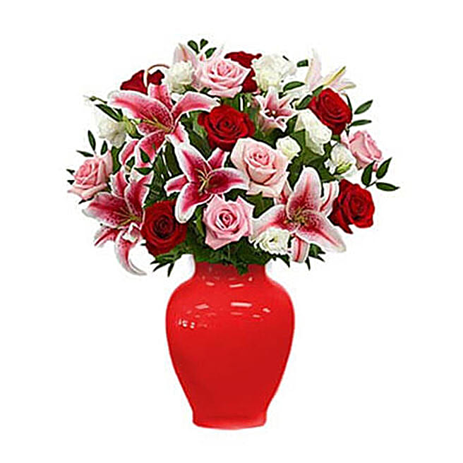 Red Rose and Lily Bouquet singapore Gift Red Rose and Lily Bouquet FNP