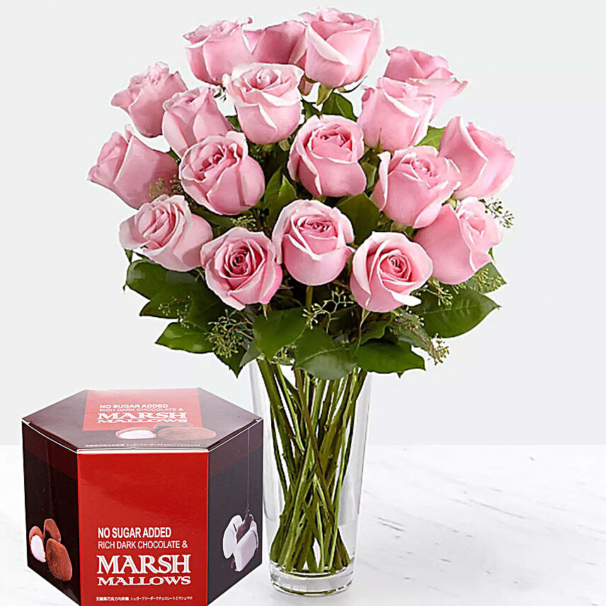 Pink Roses And Sugar Free Marshmallow Chocolate